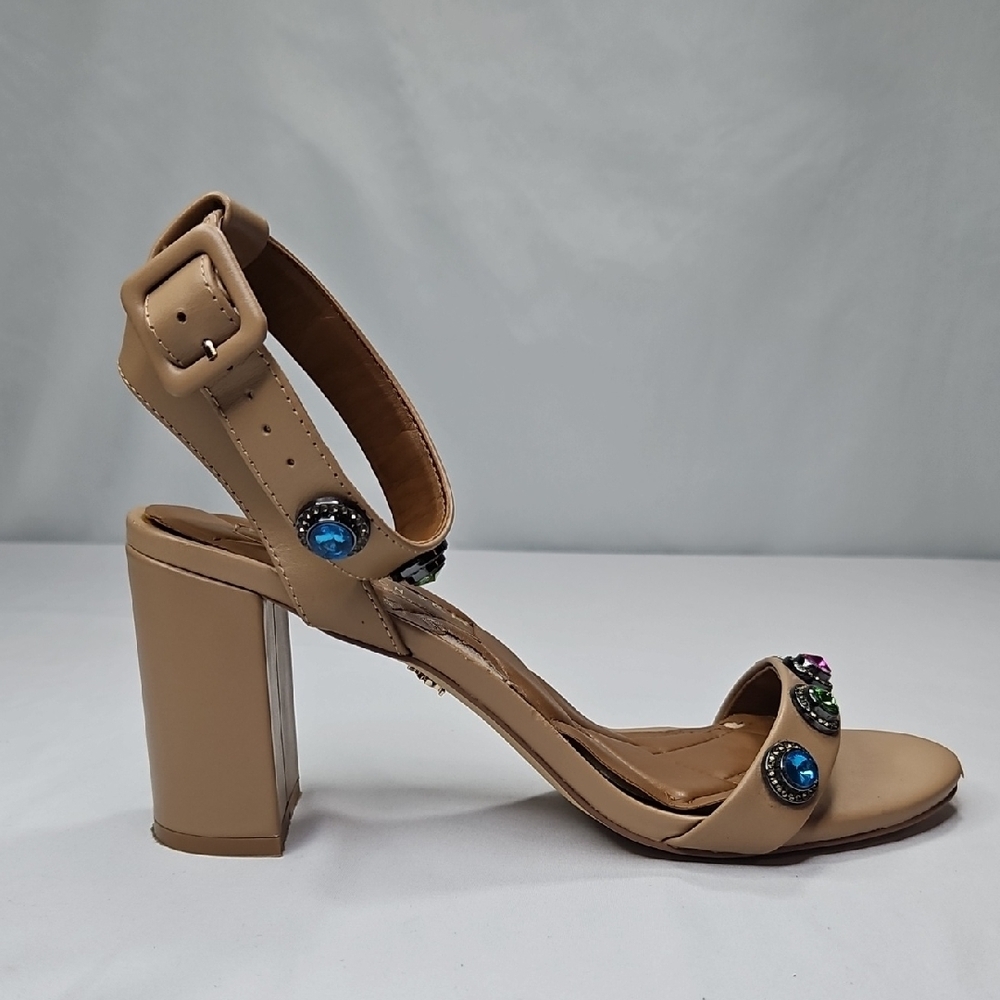 Kurt Geiger London Octavia Tan Ankle  Leather Sandals Multicolor Jewels Size 41